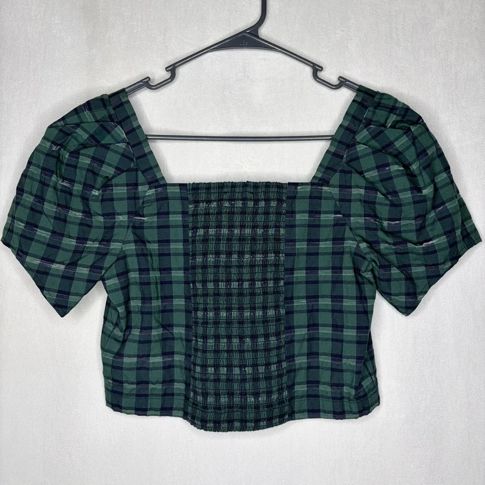Madewell Plaid Puff Sleeve Hopewell Blouse‎